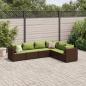 Preview: ARDEBO.de - 6-tlg. Garten-Lounge-Set mit Kissen Braun Poly Rattan