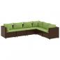 Preview: 6-tlg. Garten-Lounge-Set mit Kissen Braun Poly Rattan