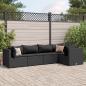 Preview: ARDEBO.de - 5-tlg. Garten-Lounge-Set mit Kissen Schwarz Poly Rattan