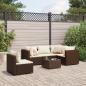 Preview: ARDEBO.de - 6-tlg. Garten-Lounge-Set mit Kissen Braun Poly Rattan