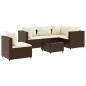 Preview: 6-tlg. Garten-Lounge-Set mit Kissen Braun Poly Rattan