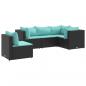 Preview: ARDEBO.de - 5-tlg. Garten-Lounge-Set mit Kissen Schwarz Poly Rattan