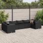 Preview: ARDEBO.de - 7-tlg. Garten-Lounge-Set mit Kissen Schwarz Poly Rattan