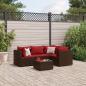 Preview: ARDEBO.de - 5-tlg. Garten-Lounge-Set mit Kissen Braun Poly Rattan