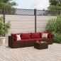 Preview: ARDEBO.de - 5-tlg. Garten-Lounge-Set mit Kissen Braun Poly Rattan