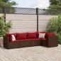 Preview: ARDEBO.de - 5-tlg. Garten-Lounge-Set mit Kissen Braun Poly Rattan