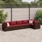 Preview: ARDEBO.de - 6-tlg. Garten-Lounge-Set mit Kissen Braun Poly Rattan