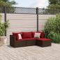 Preview: ARDEBO.de - 4-tlg. Garten-Lounge-Set mit Kissen Braun Poly Rattan