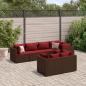 Preview: ARDEBO.de - 7-tlg. Garten-Lounge-Set mit Kissen Braun Poly Rattan