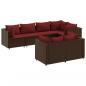 Preview: 7-tlg. Garten-Lounge-Set mit Kissen Braun Poly Rattan