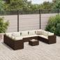 Preview: ARDEBO.de - 10-tlg. Garten-Lounge-Set mit Kissen Braun Poly Rattan