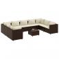 Preview: 10-tlg. Garten-Lounge-Set mit Kissen Braun Poly Rattan