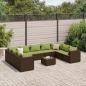 Preview: ARDEBO.de - 10-tlg. Garten-Lounge-Set mit Kissen Braun Poly Rattan