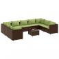 Preview: 10-tlg. Garten-Lounge-Set mit Kissen Braun Poly Rattan