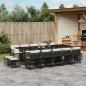 Preview: ARDEBO.de - 15-tlg. Garten-Essgruppe mit Kissen Schwarz Poly Rattan