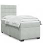 Preview: ARDEBO.de - Boxspringbett mit Matratze Hellgrau 90x190 cm Samt