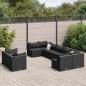 Preview: ARDEBO.de - 9-tlg. Garten-Sofagarnitur mit Kissen Schwarz Poly Rattan