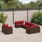 Preview: ARDEBO.de - 9-tlg. Garten-Sofagarnitur mit Kissen Braun Poly Rattan