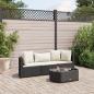 Preview: ARDEBO.de - 4-tlg. Garten-Sofagarnitur mit Kissen Schwarz Poly Rattan