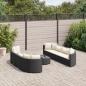 Preview: ARDEBO.de - 9-tlg. Garten-Sofagarnitur mit Kissen Schwarz Poly Rattan