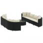 Preview: 9-tlg. Garten-Sofagarnitur mit Kissen Schwarz Poly Rattan