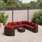 Preview: ARDEBO.de - 10-tlg. Garten-Sofagarnitur mit Kissen Braun Poly Rattan