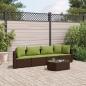 Preview: ARDEBO.de - 5-tlg. Garten-Sofagarnitur mit Kissen Braun Poly Rattan