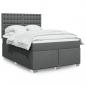 Preview: ARDEBO.de - Boxspringbett mit Matratze Dunkelgrau 140x200 cm Stoff