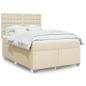 Preview: ARDEBO.de - Boxspringbett mit Matratze Creme 160x200 cm Stoff