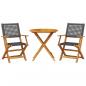 Preview: 3-tlg. Bistro-Set Schwarz Poly Rattan und Massivholz