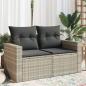 Preview: ARDEBO.de - Gartensofa mit Kissen 2-Sitzer Hellgrau Poly Rattan