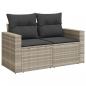 Preview: Gartensofa mit Kissen 2-Sitzer Hellgrau Poly Rattan