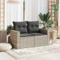 Preview: Gartensofa mit Kissen 2-Sitzer Hellgrau Poly Rattan