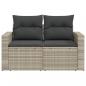 Preview: Gartensofa mit Kissen 2-Sitzer Hellgrau Poly Rattan