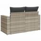 Preview: Gartensofa mit Kissen 2-Sitzer Hellgrau Poly Rattan