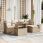 Preview: ARDEBO.de - 6-tlg. Garten-Sofagarnitur mit Kissen Beige Poly Rattan