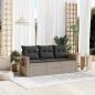 Preview: ARDEBO.de - 3-tlg. Garten-Sofagarnitur mit Kissen Hellgrau Poly Rattan