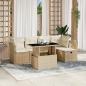 Preview: ARDEBO.de - 6-tlg. Garten-Sofagarnitur mit Kissen Beige Poly Rattan