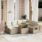 Preview: ARDEBO.de - 8-tlg. Garten-Sofagarnitur mit Kissen Beige Poly Rattan