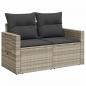 Preview: Gartensofa mit Kissen 2-Sitzer Hellgrau Poly Rattan