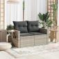 Preview: Gartensofa mit Kissen 2-Sitzer Hellgrau Poly Rattan