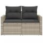 Preview: Gartensofa mit Kissen 2-Sitzer Hellgrau Poly Rattan