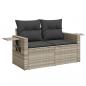 Preview: Gartensofa mit Kissen 2-Sitzer Hellgrau Poly Rattan