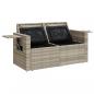 Preview: Gartensofa mit Kissen 2-Sitzer Hellgrau Poly Rattan