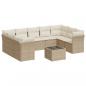 Preview: 10-tlg. Garten-Sofagarnitur mit Kissen Beige Poly Rattan