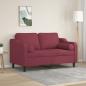 Preview: ARDEBO.de - 2-Sitzer-Sofa mit Zierkissen Weinrot 120 cm Stoff