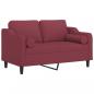 Preview: 2-Sitzer-Sofa mit Zierkissen Weinrot 120 cm Stoff