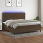 Preview: ARDEBO.de - Boxspringbett mit Matratze & LED Dunkelbraun 200x200 cm Stoff