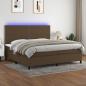 Preview: ARDEBO.de - Boxspringbett mit Matratze & LED Dunkelbraun 200x200 cm Stoff