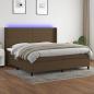 Preview: ARDEBO.de - Boxspringbett mit Matratze & LED Dunkelbraun 200x200 cm Stoff